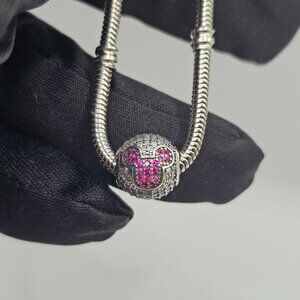SILVER 925 MICKEY MOUSE CZ DISCO BALL LOOKING CHARM